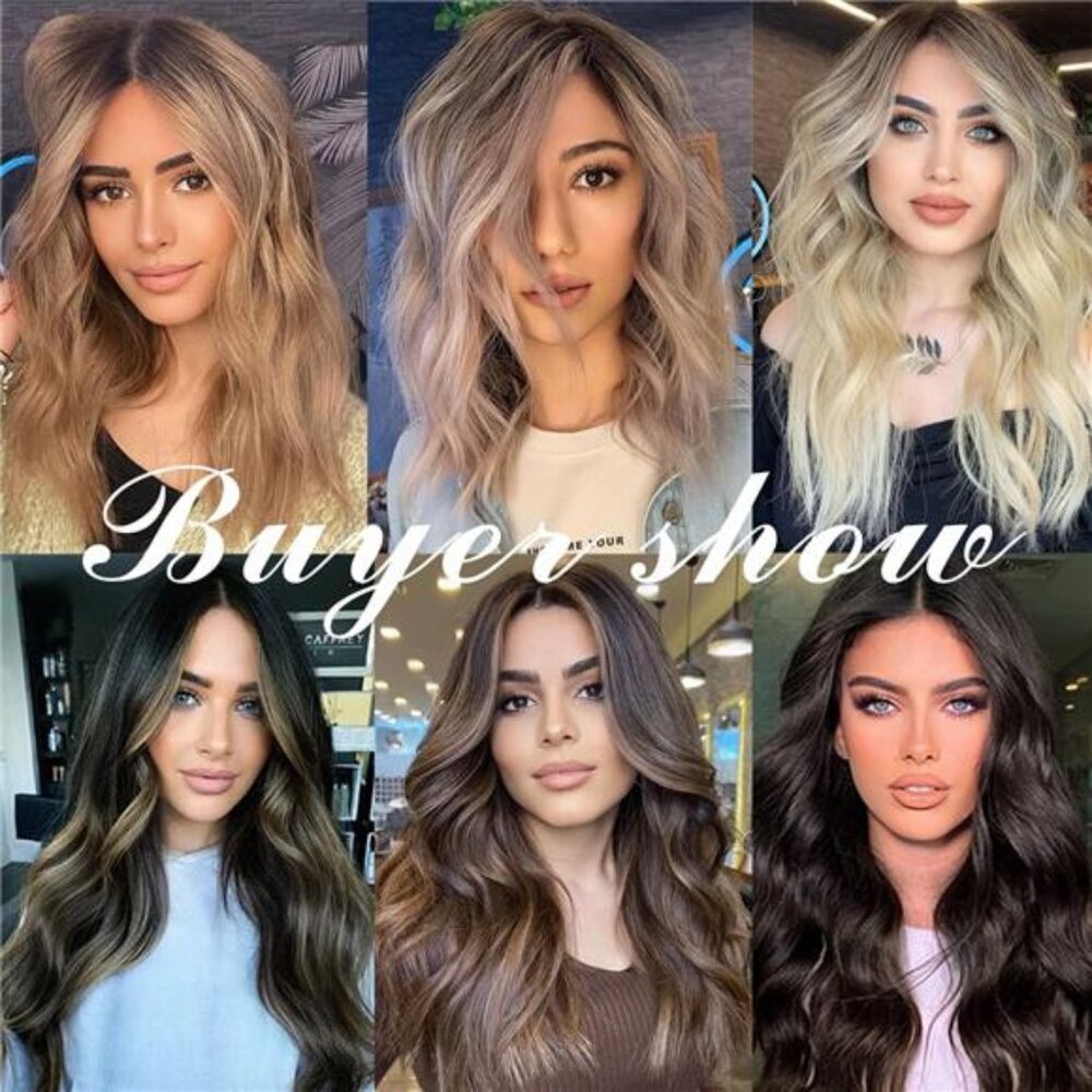 22 Inch Clip In Hair Extensions 7 PCS Long Wavy Synthetic Black Hair Extension - Picture 5 of 7